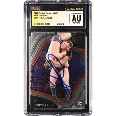Gunther WWE Autographed 2022 Panini Select #258 CGC Fanatics Witnessed Authenticated AUTO 10 Card