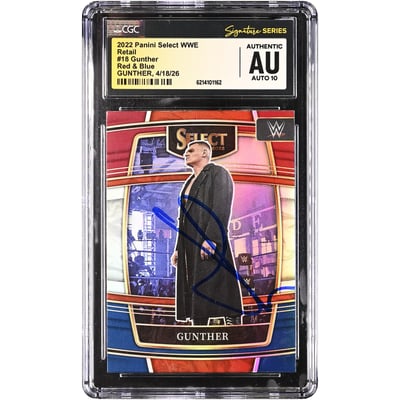 Gunther WWE Autographed 2022 Panini Select Red & Blue Retail #18 CGC Fanatics Witnessed Authenticated AUTO 10 Card