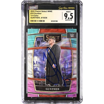 Gunther WWE Autographed 2022 Panini Select Tri-Color #18 CGC Fanatics Witnessed Authenticated 9.5/10 Card
