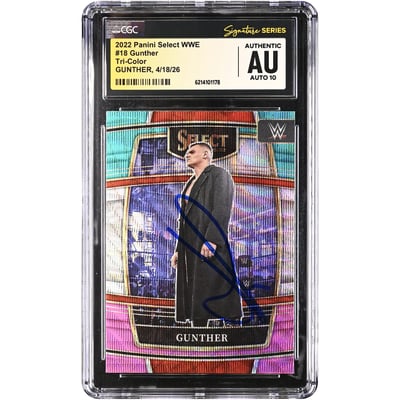 Gunther WWE Autographed 2022 Panini Select Tri-Color #18 CGC Fanatics Witnessed Authenticated AUTO 10 Card