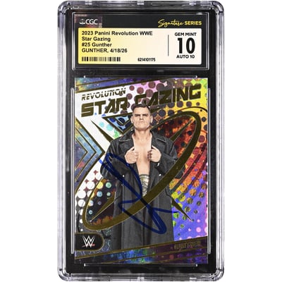 Gunther WWE Autographed 2023 Panini Revolution Star Gazing #25 CGC Fanatics Witnessed Authenticated 10/10 Card