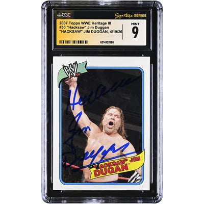 "Hacksaw" Jim Duggan WWE Autographed 2007 Topps WWE Heritage III #30 CGC Fanatics Witnessed Authenticated MINT 9 Card