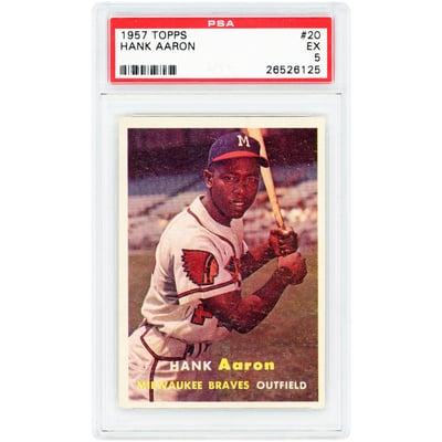 Hank Aaron Milwaukee Braves 1957 Topps #20 PSA Authenticated 5 Card
