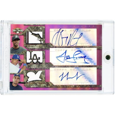 Hanley Ramirez, James Loney & J.J. Hardy Autographed 2008 Topps Triple Threads Game Used Jersey Relics #TTARC-22 #24/36 Card