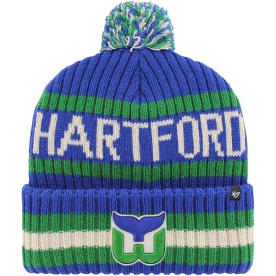  Hartford Whalers '47 Bering Cuffed Knit Hat with Pom - Blue