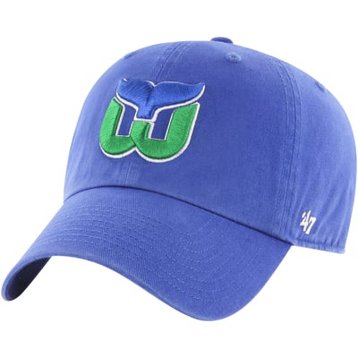 Hartford Whalers '47 Vintage Hockey Logo Clean Up Adjustable Hat - Blue