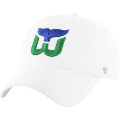 Hartford Whalers '47 Vintage Hockey Logo Clean Up Adjustable Hat - White