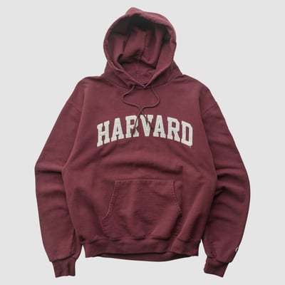Harvard Crimson Champion 2000s Hooded Pullover Sweatshirt - Maroon - XS by Fanatics Real Vintage