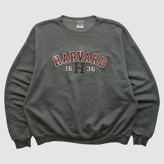 Harvard Crimson Champion 2000s Pullover Sweatshirt - Dark Heather Gray - XL by Fanatics Real Vintage