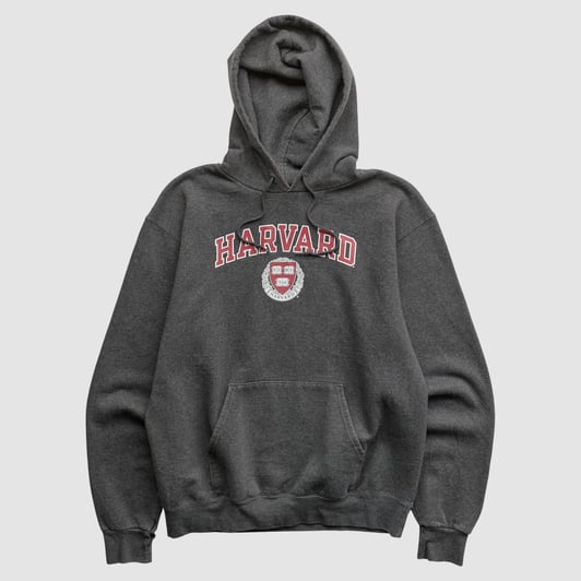 Harvard Crimson Champion 2010s Hooded Pullover Sweatshirt - Charcoal - S by Fanatics Real Vintage