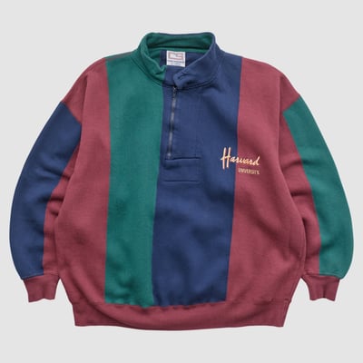 Harvard Crimson CRABLE SPORTSWEAR 90s 1/4 Zip Sweatshirt - Maroon - L by Fanatics Real Vintage