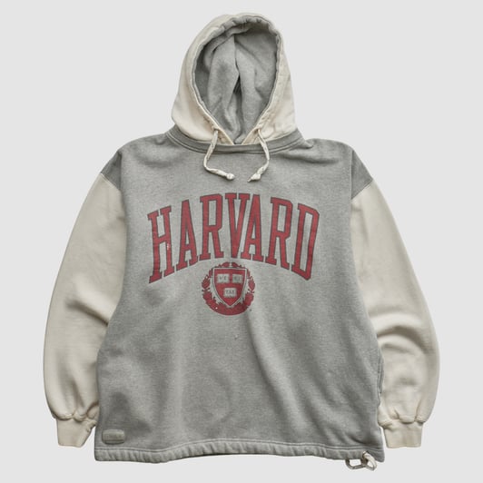 Harvard Crimson Gear For Sports 90s Hooded Pullover Sweatshirt - Heather Gray - M by Fanatics Real Vintage
