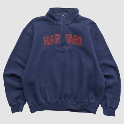 Harvard Crimson Jansport 2000s 1/4 Zip Sweatshirt - Navy - M by Fanatics Real Vintage