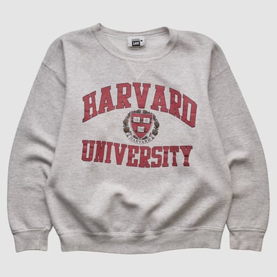 Harvard Crimson Lee Apparel 90s Pullover Sweatshirt - Heather Gray - S by Fanatics Real Vintage