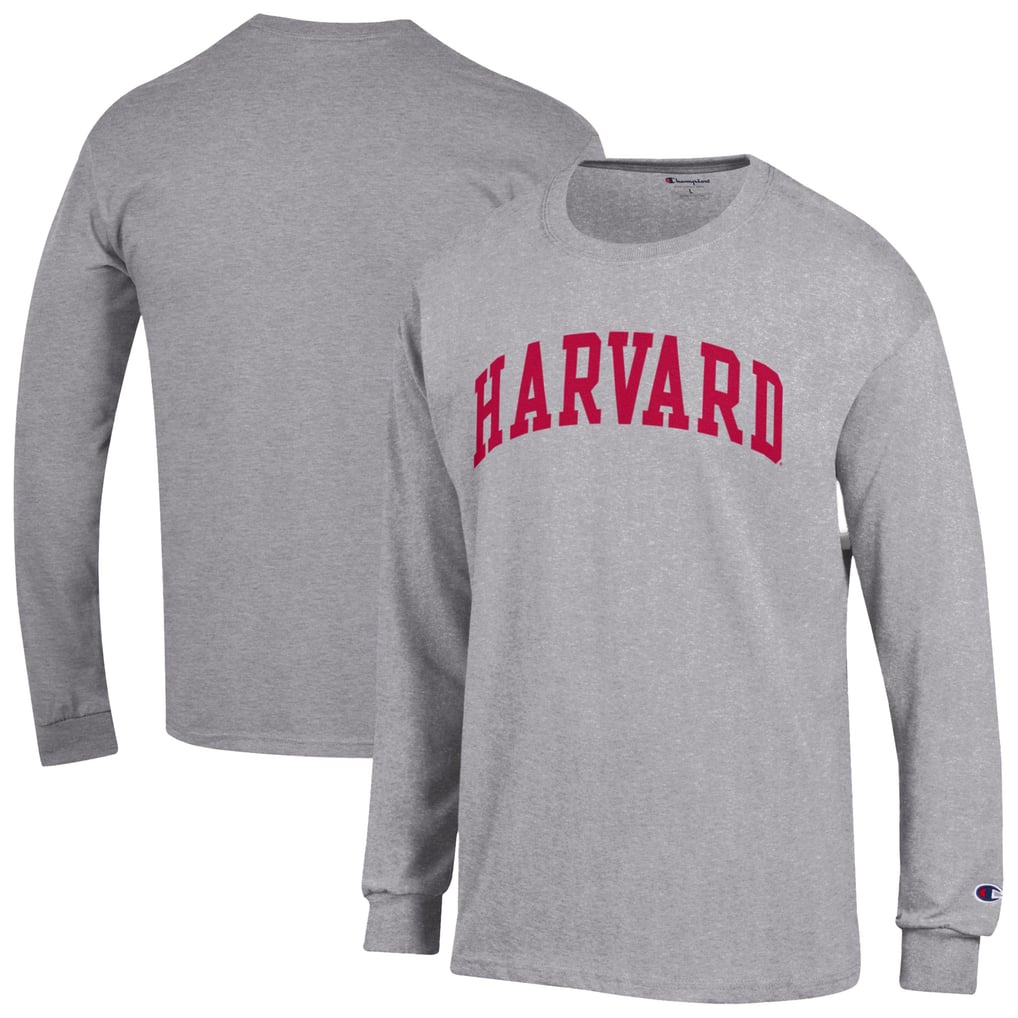  Harvard Crimson Champion Basic Arch Long Sleeve T-Shirt - Heather Gray