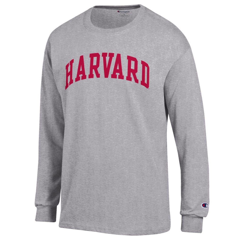  Harvard Crimson Champion Basic Arch Long Sleeve T-Shirt - Heather Gray