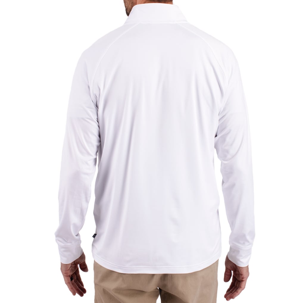 Harvard Crimson Cutter & Buck Adapt Eco Knit Stretch Recycled Quarter-Zip Pullover - White