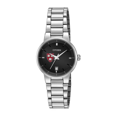 Harvard Crimson Citizen Watch Women's Black Dial Stainless Steel Watch - Silver