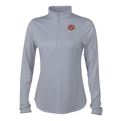  Harvard Crimson Columbia Women's Fairway Breeze Quarter-Zip Pullover - Gray