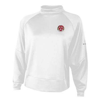  Harvard Crimson Columbia Women's Par-Performance Raglan Dolman Mock Neck Sweatshirt - White