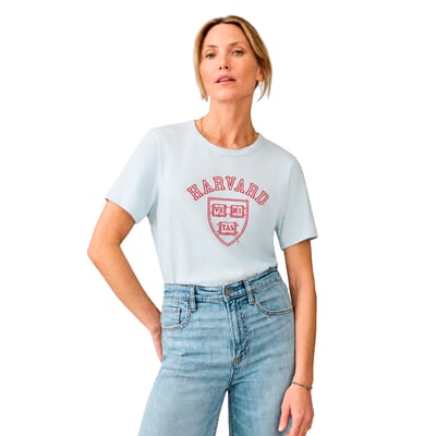Harvard Crimson FAHERTY Women's Sunwashed Essential T-Shirt - Light Blue