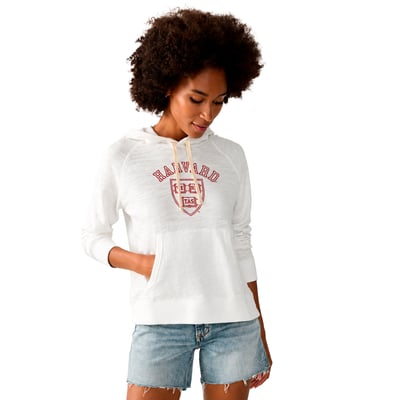 Harvard Crimson FAHERTY Women's Sunwashed Slub Hoodie - White