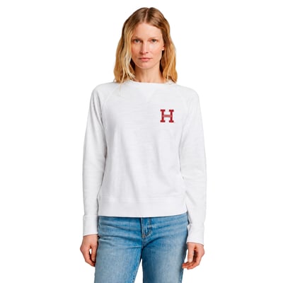 Harvard Crimson FAHERTY Women's Sunwashed Slub Sweatshirt - White