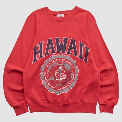 Hawaii Hilo Vulcans Bassett-Water 90s Pullover Sweatshirt - Red - XS by Fanatics Real Vintage