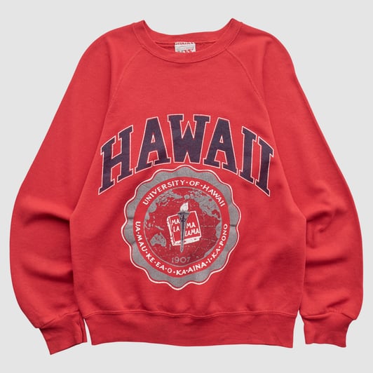 Hawaii Hilo Vulcans Bassett-Water 90s Pullover Sweatshirt - Red - XS by Fanatics Real Vintage