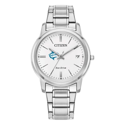  Hawaii Pacific Sharks Citizen Watch Women's Eco-Drive White Dial Stainless Steel Watch - Silver
