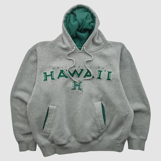 Hawaii Rainbow Warriors Team Edition Apparel 2000s Hooded Pullover Sweatshirt - Gray - L by Fanatics Real Vintage
