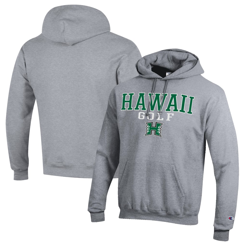  Hawaii Rainbow Warriors Champion Stacked Golf Powerblend Pullover Hoodie - Gray