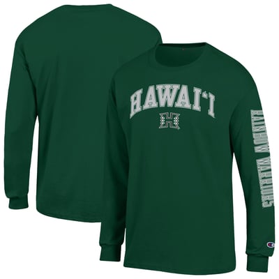 Hawaii Rainbow Warriors Champion Arch Logo Long Sleeve T-Shirt - Green