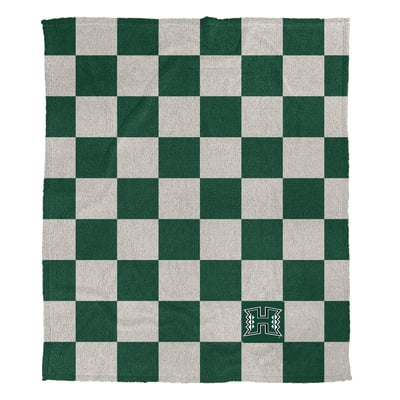 Hawaii Rainbow Warriors Pegasus Checkered Logo Patch 50" x 60" Cozy Knit Blanket