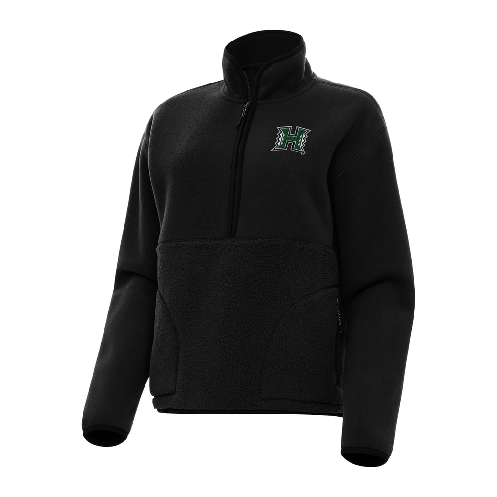 Hawaii Rainbow Warriors Antigua Women's Figure Half-Zip Pullover Sweatshirt - Black