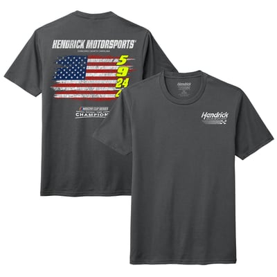 Hendrick Motorsports Classic Ink Flag T-Shirt - Charcoal