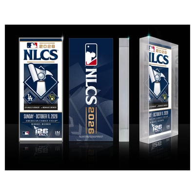 Highland Mint Los Angeles Dodgers vs. Milwaukee Brewers 2026 National League Championship Series Matchup Commemorative Ticket 3D Acrylic Block Art