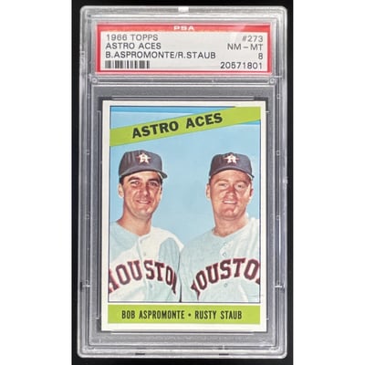 1966 Topps #273 Astro Aces Bob Aspromonte Rusty Staub C PSA 8