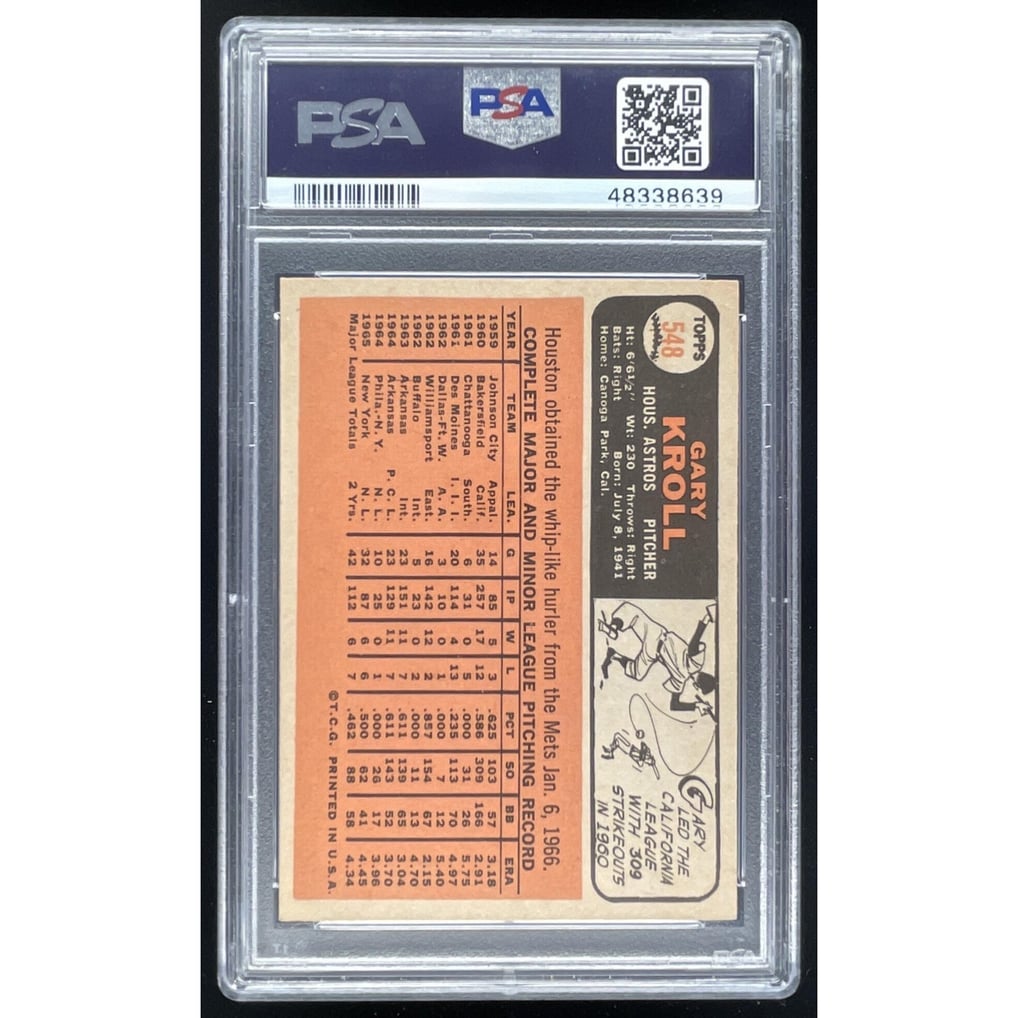 1966 Topps #548 Gary Kroll SP PSA 8.5