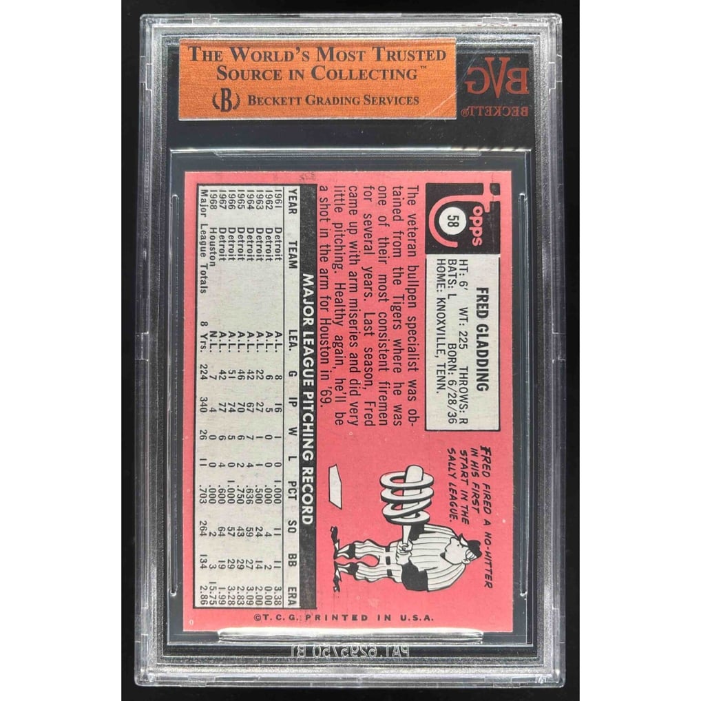 1969 Topps #58 Fred Gladding BGS 8