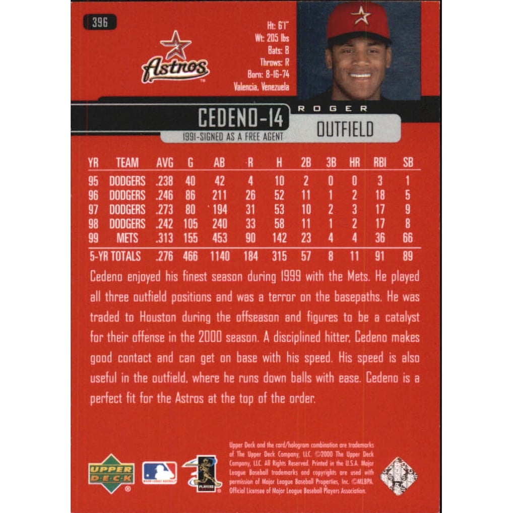 2000 Upper Deck Exclusives Silver #396 Roger Cedeno