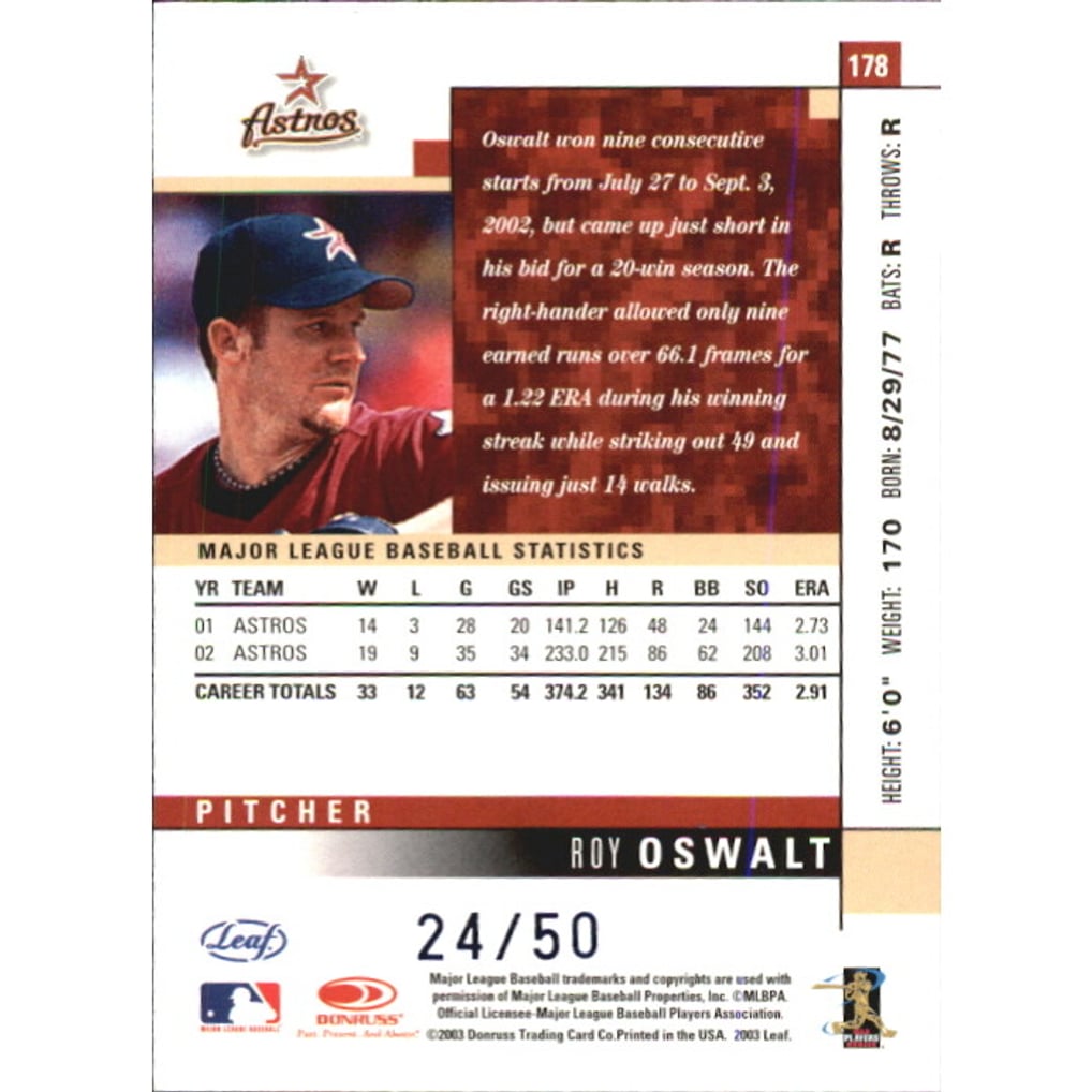 2003 Leaf Press Proofs Blue #178 Roy Oswalt
