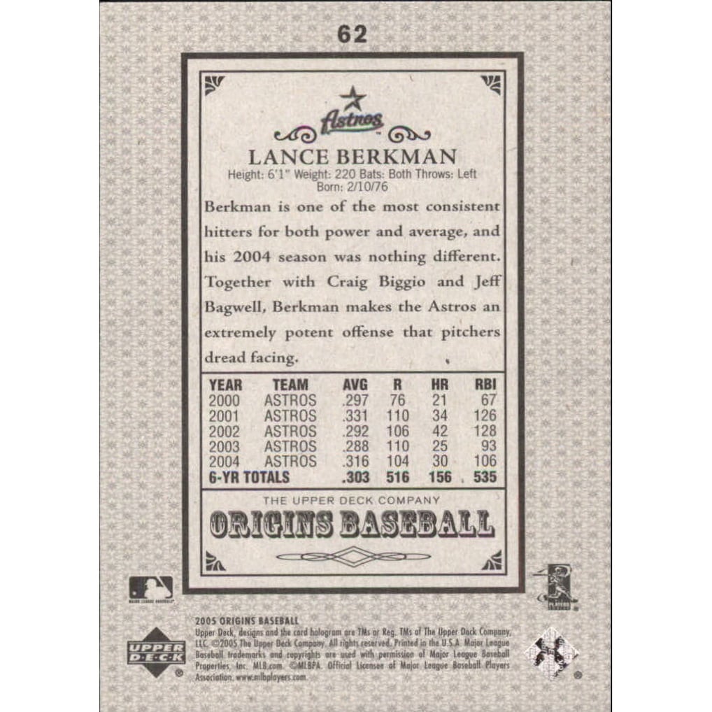 2005 Origins Old Judge Red #62 Lance Berkman