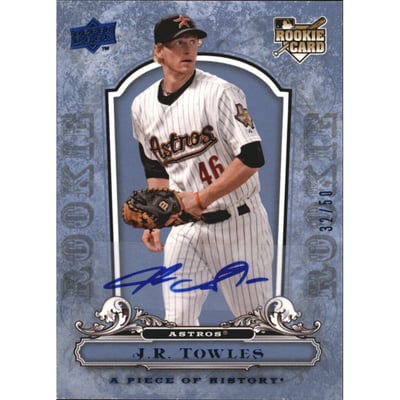 2008 UD A Piece of History Rookie Autographs Blue #121 J.R. Towles/50