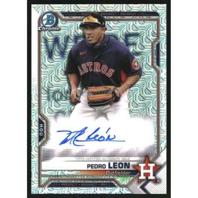 2021 Bowman Chrome Mega Box Prospect Autograph Refractors #BCMAPL Pedro Leon