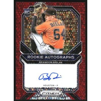 2021 Panini Prizm Rookie Autographs Prizms Red Donut Circles #92 Brandon Bielak/49