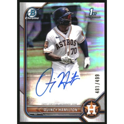2022 Bowman Chrome Prospect Autographs Refractors #CPAQH Quincy Hamilton