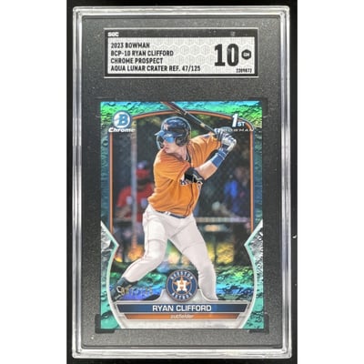 2023 Bowman Chrome Aqua Lunar Crater #BCP-10 Ryan Clifford RC /125 SGC 10