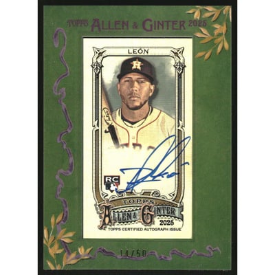 2025 Topps Allen and Ginter Framed Mini Autographs Green Frame #MAPL Pedro Leon