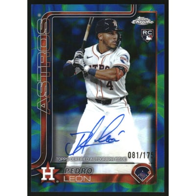 2025 Topps Chrome Update Rookie Autographs Blue Green Lava Lamp Refractors #RAPL Pedro Leon